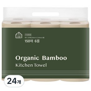 가치생활 오가닉 대나무 키친타올 천연펄프 롤형, 24개, 150매 (34,500원)