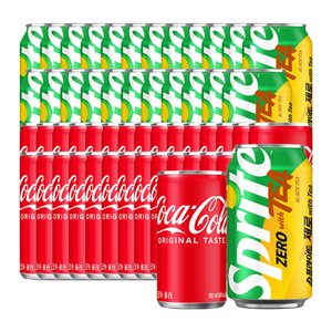 코카콜라 190ml 30캔 + 스프라이트 제로 위드 티 350ml 24캔 (19,780원/무료)