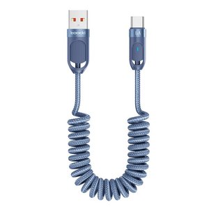 투키 100W USB-A to C타입 코일 편조 스프링 충전 케이블 차량용 (6,900원/와우무료)