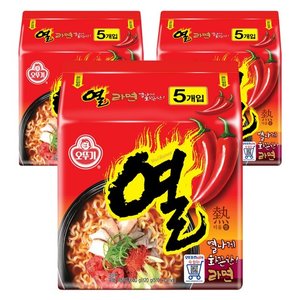 오뚜기 열라면 120g, 15개, (5개입 X 3팩) (8,980원) (무료)