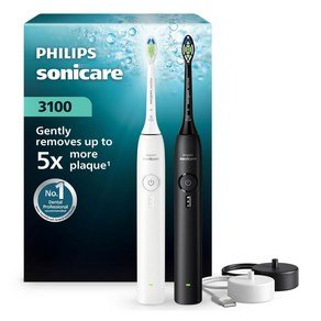 필립스 소닉케어 3100 시리즈 더블핸들 전동칫솔 2종 세트, HX4039/23, 블랙, 화이트, 1세트 (84,900원)
