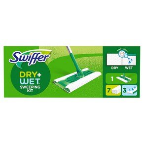 스위퍼 막대걸레 Dry + Wet 스타터킷 핸들 + 정전기 청소포 7p + 물청소포 3p 세트 박스형, 1세트 (15,300원)