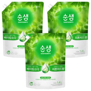 순샘 베이킹소다 피톤치드향 주방세제 리필, 1.4L, 3개 (6,750원)