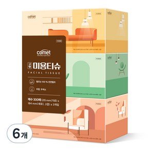 코멧 천연펄프 미용티슈, 6개, 300매 (8,590원)