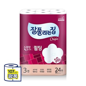 잘풀리는집 도톰한 3겹 퀼팅 광폭 화장지 30m x 24롤 x 1팩 (8,900원) (무료)