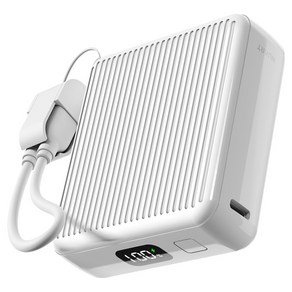 누아트 PD 20W 고속충전 초경량 갤럭시 아이폰 보조배터리 10000mAh + C타입 to C타입 애플 8핀 케이블 세트, 화이트 (12,900원)