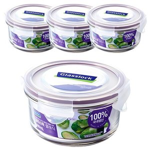 글라스락 퍼플에디션 원형 밀폐용기세트, 4개, 400ml (9,280원)