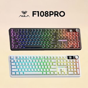 Aula 독거미 F108 pro 유무선 기계식 키보드 풀배열 핫스왑 블루투스 8000mAh 2.4G RGB 세이야축 리니어축 (53870/무료)