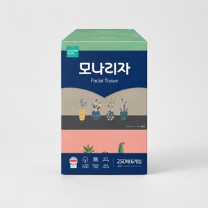 모나리자 미용티슈, 250매, 6개입, 2팩 (총 3,000매) (15,900원/무료)
