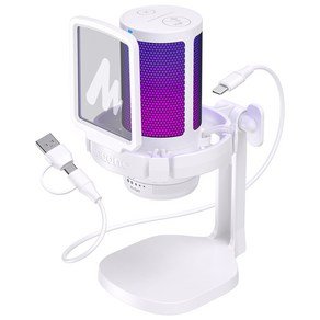 마오노 원터치 노이즈캔슬링 USB 콘덴서 방송용 녹음용 게이밍 마이크, 화이트, DGM20, 화이트 (35,900원)