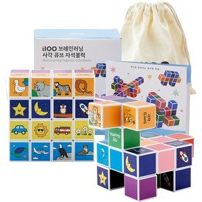 아이백 i100 인지발달 놀면서 배우는 3세대 사각 큐브 자석블럭 [A형] 32pcs+가이드북+파우치세트, A형, 1세트 (32,000원)