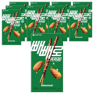 빼빼로 아몬드, 37g, 10개 (10,720원/무료)
