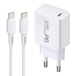 YINTO c타입 고속 충전기 25W PD3.0 PPS + C TO C 1.5M 100w 케이블 세트, 1세트, 화이트 (10,900원)