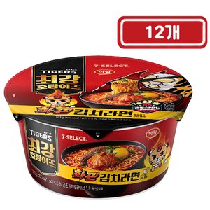 기아타이거즈) 화끈 김치라면 큰컵라면, 12개 (11,900원/무료배송)