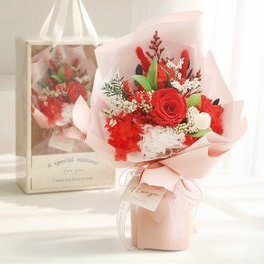 뷰티풀데코센스 생화 프리저브드 꽃다발 + 쇼핑백, 레드 (22,860원)
