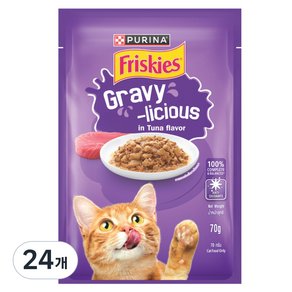 프리스키 고양이 퓨리나 그레이비 주식 습식 파우치 참치맛, 닭, 70g, 24개 (14,400원)