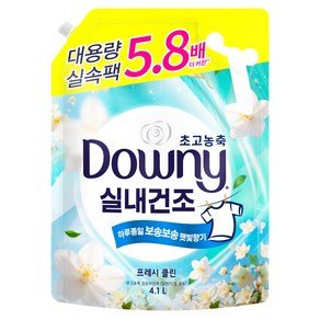 다우니 실내건조 초고농축 섬유유연제 프레시 클린 자스민향 리필, 4.1L, 1개 (18,900원)
