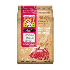 인터펫코리아 전연령 강아지 소프트밥 반건조사료, 소, 3kg, 1개 (28,880원)
