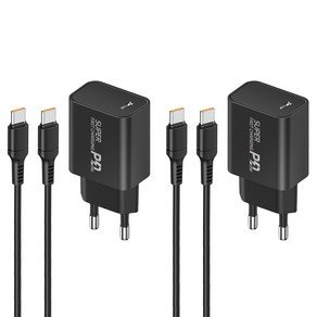 YINTO c타입 고속 충전기 25W PD3.0 PPS + C to C 1.5m 100w 케이블 세트, 2세트, 블랙 (18,890원)