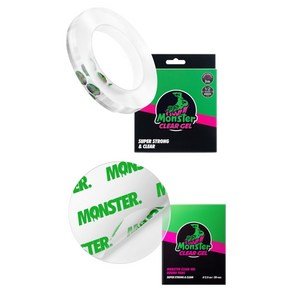 몬스터겔 몬스터 폭좁은 클리어겔 양면테이프 15mm x 3m + 몬스터 원형 스티커형 클리어겔 투명 35mm 20P 세트, 1개 (17,490원)