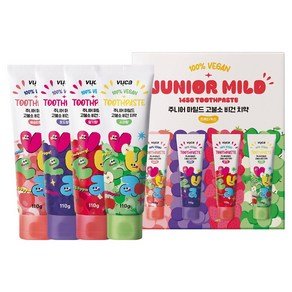 뷰카 주니어 마일드 고불소 비건치약 110g x 4종 세트 프루티 믹스, 4개입, 1세트 (10,140원)