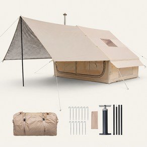 Corani 에어텐트 4계절 감성 캠핑텐트 옥스포드 굴뚝홀 대형 천창, 2~6인용, 베이지 (288,800원)