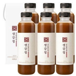 헤밀레 김소형원방 생강청 생강즙 국산 100% 물 한방울 넣지 않은 생강 약 1kg 착즙 원액 비정제원당, 1개입, 6개, 500ml (89,000원)