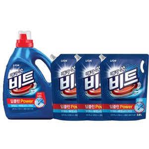 비트 딥클린 파워 액체세제3L, 1개 + 일반드럼겸용 리필, 2L, 3개 (T멤 20,390원/무료)