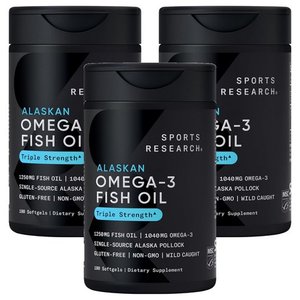 스포츠리서치 1040mg 오메가-3 피쉬 오일 트리플 스트렝스 소프트젤, 180정, 3개 (142,520원)