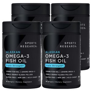 스포츠리서치 1040mg 오메가-3 피쉬 오일 트리플 스트렝스 소프트젤, 90정, 4개 (94,830원)