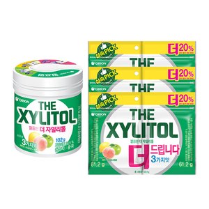 자일리톨껌 용기102g 1개 + 더자일리톨 리필1+1팩 122g 3개 (티멤10,070원) (무료)