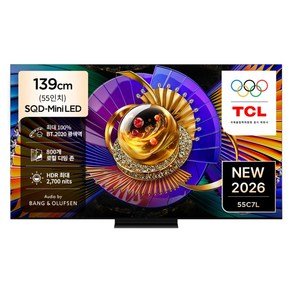 TCL 4K UHD Mini LED SQD Google TV, 55C7L, 방문설치, 스탠드형, 139cm(55인치) (1,133,990원)