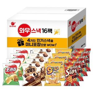오리온 와우스낵 선물세트 16팩, 포카칩 + 꼬북칩 + 오감자 + 돌아온썬칩, 1세트 (10,610원)