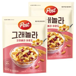 포스트 크랜베리 아몬드 그래놀라, 500g, 2개 (8,680원/무료)