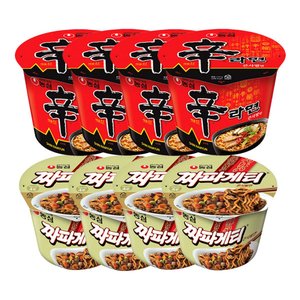 신라면 큰사발면 4개+짜파게티 큰사발면 4개 (8,790원/무료)