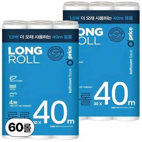 오프라이스 롱롤 화장지 40m 3겹 대용량 천연펄프 휴지 롱롤휴지 대용량, 30롤, 2개 (29,900원)