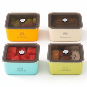PETITBATH 304 스테인리스 밀폐 도시락통 4종 세트 컬러 런치박스 보온 보냉 과일 보관용기, 채색, 4개 (10,800원)