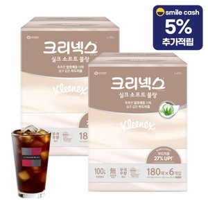크리넥스 실크소프트 블랑 180매 6입 2팩 (투썸 아아증정) (21,500원) (무료)