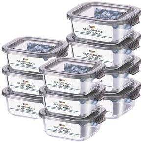 파쿠젠 이지캡 내열유리 반찬통 세트 10p 340ml 6p+580ml 4p, 1세트, 10P 정사각340ml 6p+580ml 4p (19,900원)