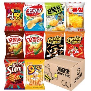 10종 포카칩 꼬북칩 콘칩 꼬깔콘 치토스 스낵 과자세트, 1세트 (12,410원)