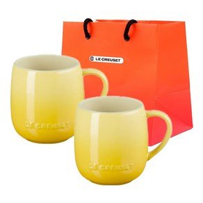 르크루제 레인보우 마시멜로 머그컵 380ml 2p + 쇼핑백 S(29 x 28 x 13.5 cm) 세트, 솔레이, 1세트 (21,900원)