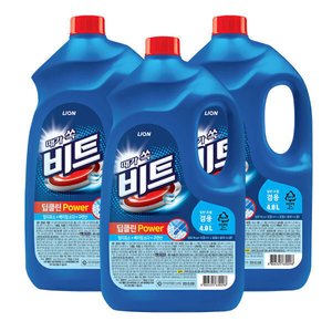 비트 딥클린파워 액체세탁세제 일반/드럼 겸용 용기 4L 3개 (20,160원) (무료)