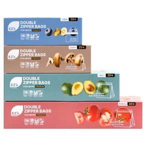 이지엔 EZn이지엔 프리미엄 더블지퍼백 소형 30p + 중형 25p + 대형 20p + 특대형 20p 세트, 혼합, 1세트, 95개입 (13,990원)