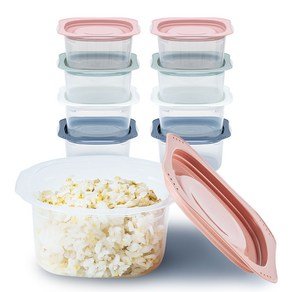 싱글만랩 전자렌지용 국산 냉동밥보관용기 300ml, 혼합색상, 8개 (12,900원)