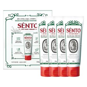 센토 프라임 고불소 구취케어 치약 아쿠아민트향, 120g, 4개 (6,370원) (무료)