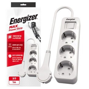 에너자이저 4000W 고용량 과부하차단 납작 멀티탭 3구 콘센트, 1개, 화이트, 1m (13,160원)