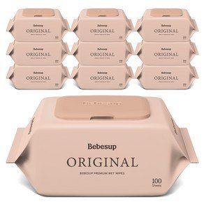 베베숲 오리지널 유아물티슈 캡형, 50g, 100매, 10개 (10,600원)