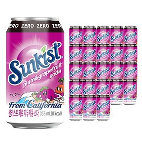 썬키스트 제로 자두자몽 소다 탄산음료, 355ml, 24개 (13,300원)