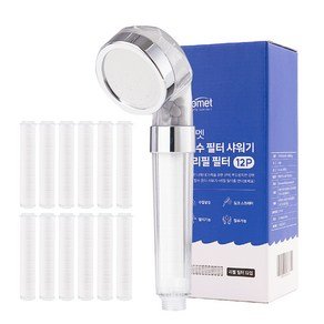 코멧 정수 필터 샤워기 + 리필 필터 12p 세트, 1개 (10,990원)