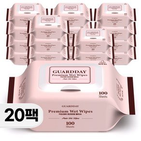 가드데이 프리미엄 정제수 휴대용 물티슈 캡형, 230g, 100매입, 20개 (12,900원)